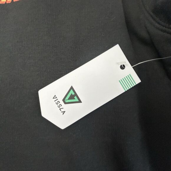 NEW VISSLA Surf Company Sweatshirt Men Medium Black Retro - Picture 4 of 9